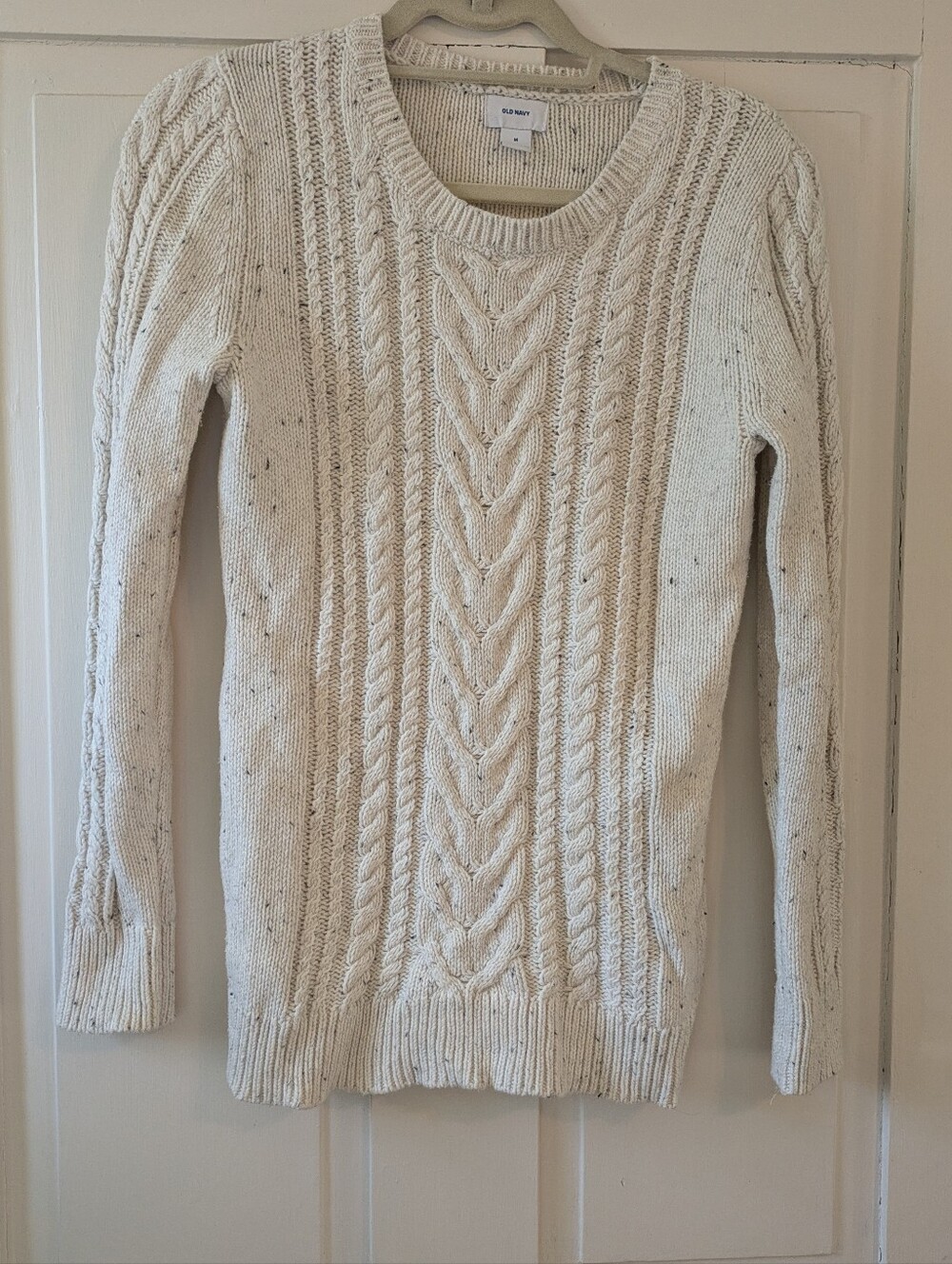 Old Navy Cream Speckled Fisherman Sweater M